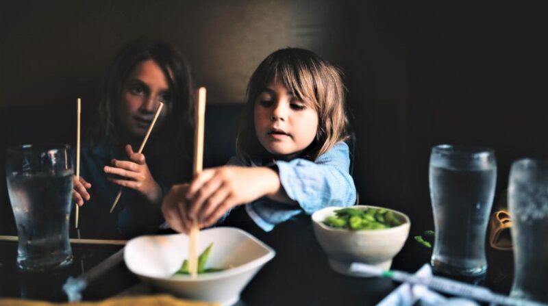 Kids using chopsticks